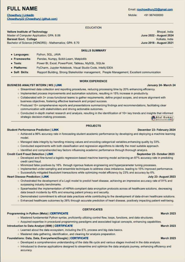 robertsmith_ai's tweet image. This CV helped many people getting a interview calls from Google, Amazon, Microsoft, Netflix, Apple and others.

I am sharing the exact ATS editable templates with you

Retweet &amp;amp; Reply &quot;CV&quot; to get it for free

[Must be following] so that I can DM you