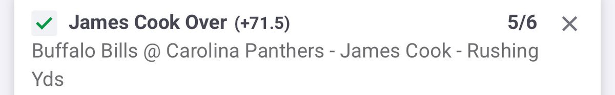 AfcOdhran's tweet photo. First play for Sunday

James Cook Over 71.5 Rushing Yards

Per @Oddsupio This looks like a good chance for Cook to hit high numbers again, Panthers are one of the worst at stopping RBs giving up an average of 81 rushing yards this season and This line has hit in 11 of Cooks last 20 games, it’s a play for me.