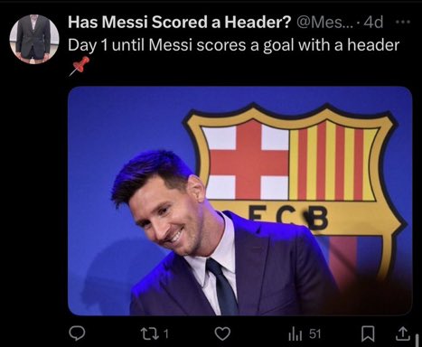 sergetrevorr's tweet image. Il a créé son compte «hasMessiscoredaheader » y’a 4 jours , aujourd’hui Messi a marqué de la tête mdrrrrrr 😭😭😭😭😭😭😭😭😭😭😭😭😭😭😭😭😭😭😭😭😭😭😭😭😭😭😭😭😭😭😭😭