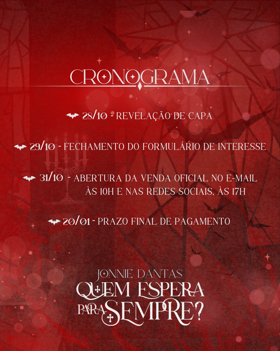 PPontoCardeal's tweet image. {#PontoCardeal} #QEPSFicbook 
Cronograma oficial de “Quem Espera Para Sempre?” da @niedantas, nosso novo lançamento!