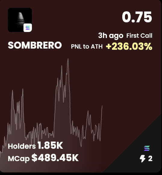 The Moonscope AI is amazing, can't wait to show you all next week. 

We showed you how our AI chose $SOMBRERO
It kept on going to 236% return. 
In the past one hour it has picked two other great performers, 100%+ return.