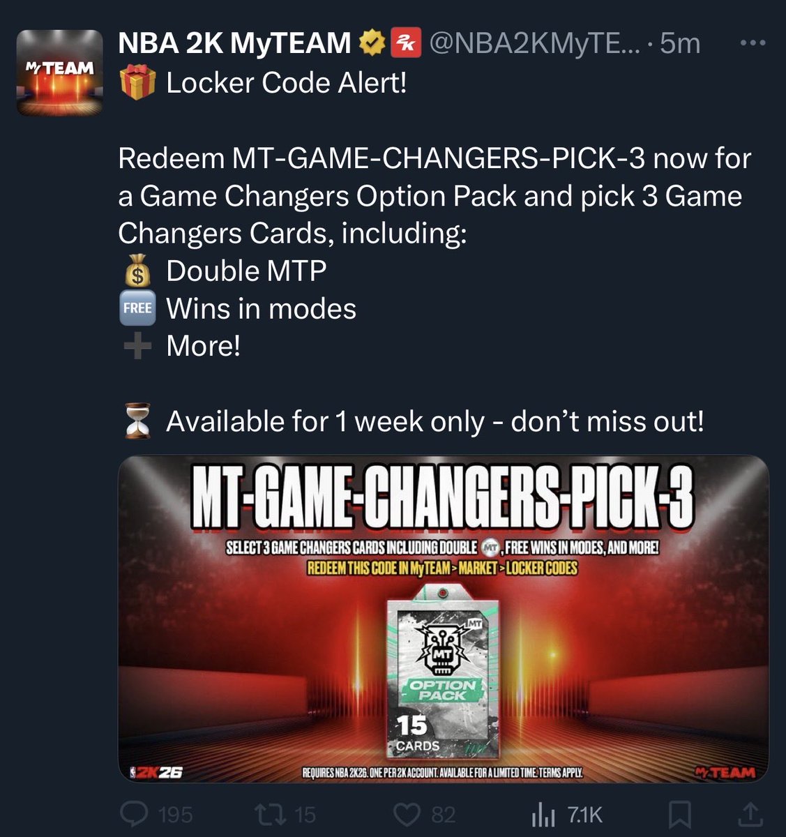 No way they tweeted this out at 8pm?

Is this there attempt to get us happy?

Game changer option pack. Get outta here man