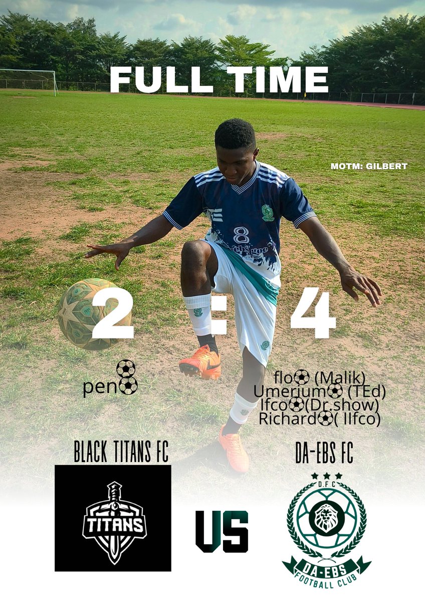 🔥 WHAT. A. COMEBACK! 🔥

From 2–0 down at halftime to a 4–2 victory — the DA-EBS Lions roared louder than ever! 🦁💚
Coach Flamez pulled the strings perfectly with pure Flamez Ball tactics! 🎯
🏆 MOTM: Gilbert
The winning streak continues.. 5 wins and still counting!!