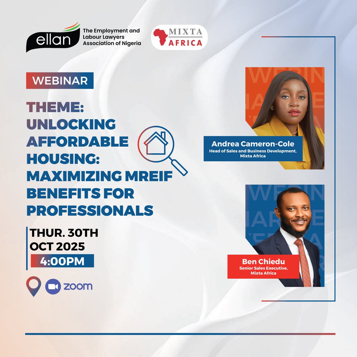 ELLANNIGERIA's tweet photo. Are you looking to understand how you can access affordable housing?

Join us for an insightful webinar on "Unlocking Affordable Housing: Maximizing MREIF Benefits for Professionals," brought to you by ! https://t.co/x4HWgJCWYE