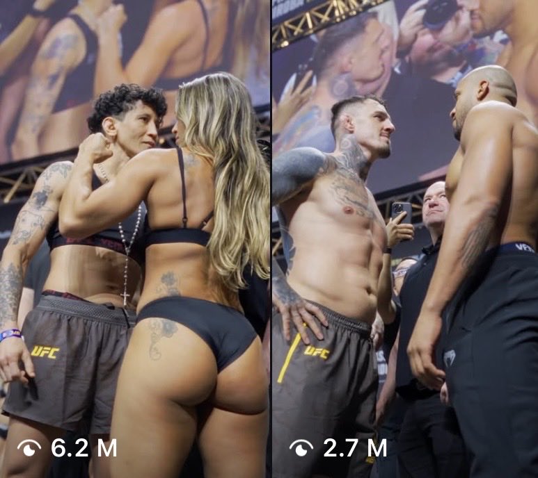 CagePassMMA's tweet photo. The difference in views between Mackenzie Dern’s faceoff and Tom Aspinall’s 😭 https://t.co/BVvmdPlX9m