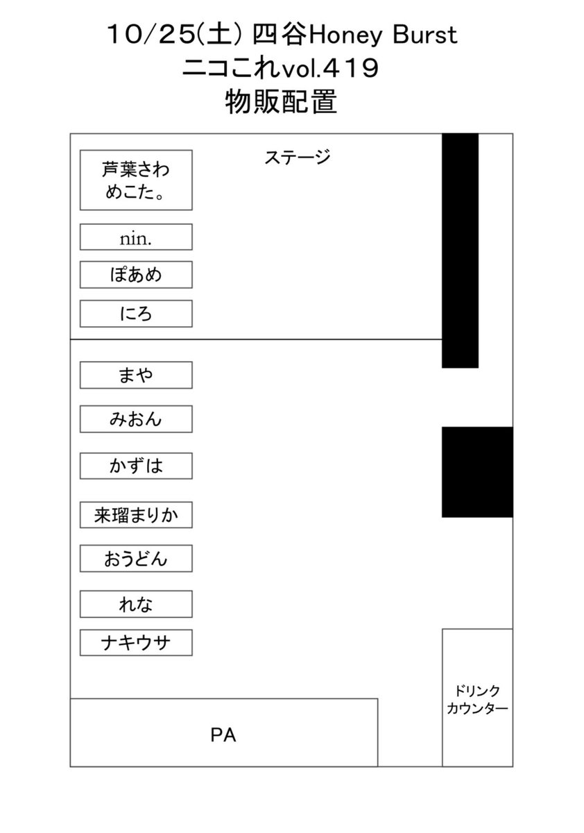 本日
両部共に当日券あります！！  

｢ニコこれ vol.419」 
2025年10月25日(土) 
四谷Honey Burst

時間 
1部 開場 12:00/開演 12:30
2部 開場 16:30/開演 17:00

料金 
各部当日券 4,500円(D代別途)

※「凪」は出演辞退になりました