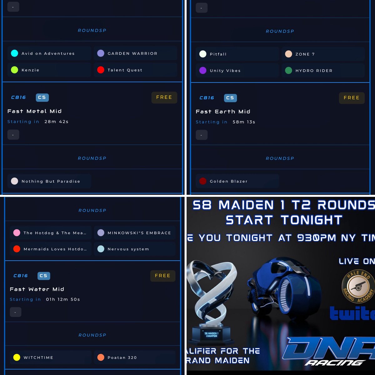 16 bullets locked and loaded! 
Good luck to everyone in the Season 8 maiden event! 
This one is cool! 😎 
Catch it on stream with <a href="/Hale_End_RA/">HaleEndRA</a> 
<a href="/DNARacing2023/">DNA Racing</a> <a href="/Spotonparts/">DanShan</a> 
#DNARacing #DNAMaiden #DNASeason8