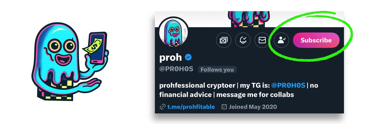 PR0H0S's tweet image. Instead of just losing it on a memecoin
- for less than 1 SOL, subscribe!
added to a group of bag workers.
- bonds every token we plan.
- easy for everyone.
- guided walkthrough.
The official cabal of @PR0H0S 🫶