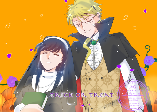 国佐
今年はハロウィン🎃絵が描けないので過去絵再放送②

キダさんの吸血鬼と佐さんのシスターモチーフがお気に入りなので、毎年この二人は何かしら描いています😊