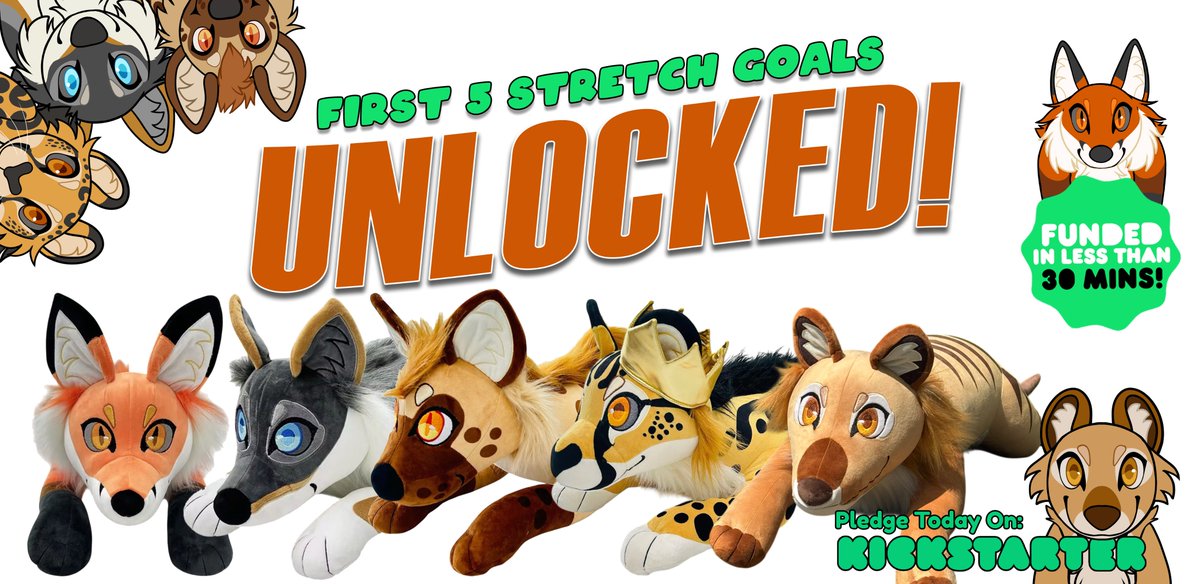 We just UNLOCKED the starting 5 Plushies!!!!!
Now unto the super stretch goals!!

kickstarter.com/projects/corgi…

Shares and immensely appreciate! Thank you everyone that pledged so far!!🙏💜