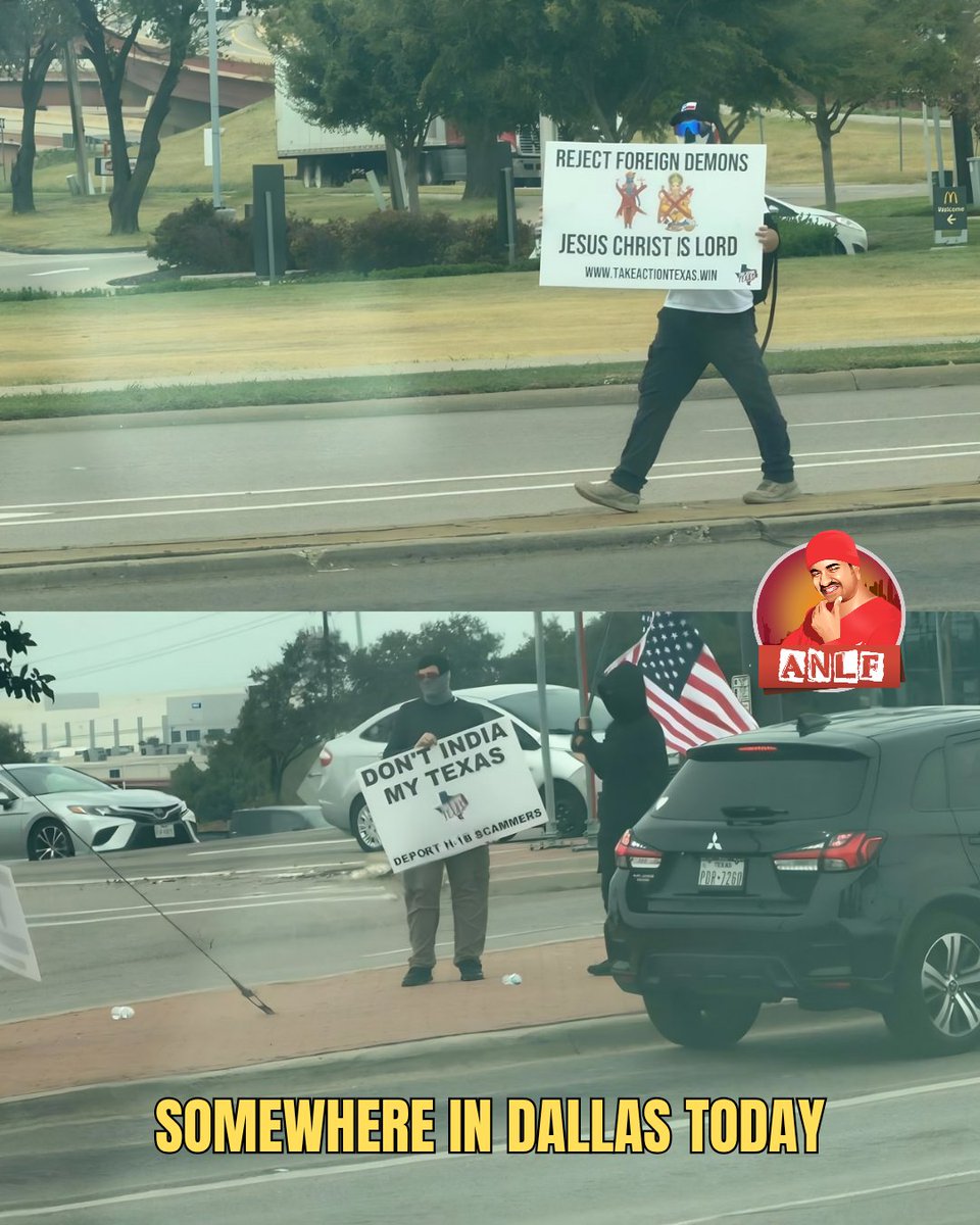 ANLF_2's tweet photo. Masked cowards out in Irving today yelling slurs at traffic while repping https://t.co/4PCM9cxv9I