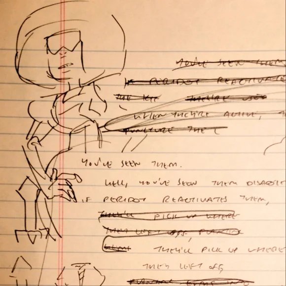 Raveneesimo's tweet photo. I have this old set of papers from "Keeping It Together." Drawn and written by Rebecca Sugar #su #stevenuniverse #garnet #crewniverse #larsofthestars #likeacomet #nickedemayo #productionart #cn #cartoonnetwork #animation #lgbt #lgbtq https://t.co/FSQUQggA8Y