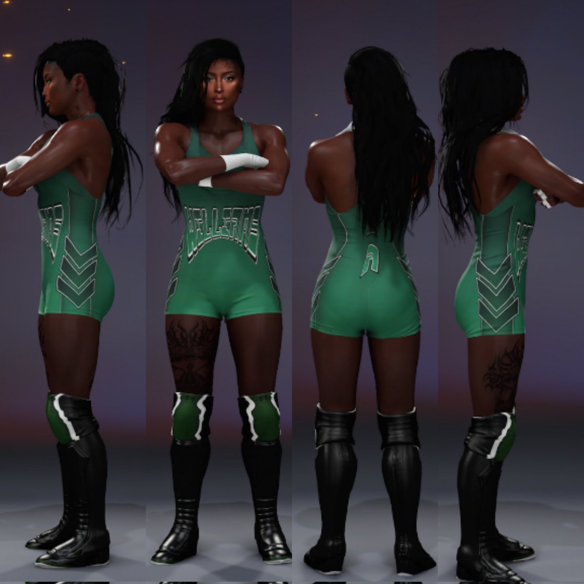 JalawnJr's tweet photo. Updated one of my female attires 
Layla Williams. 
#WWEGames 
#WWE2k25 https://t.co/APKgSVBan1