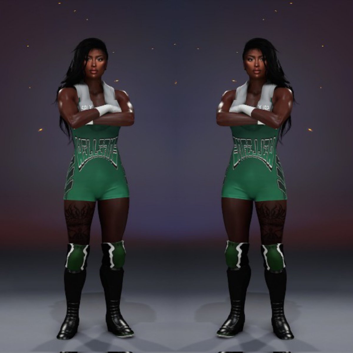 JalawnJr's tweet photo. Updated one of my female attires 
Layla Williams. 
#WWEGames 
#WWE2k25 https://t.co/APKgSVBan1