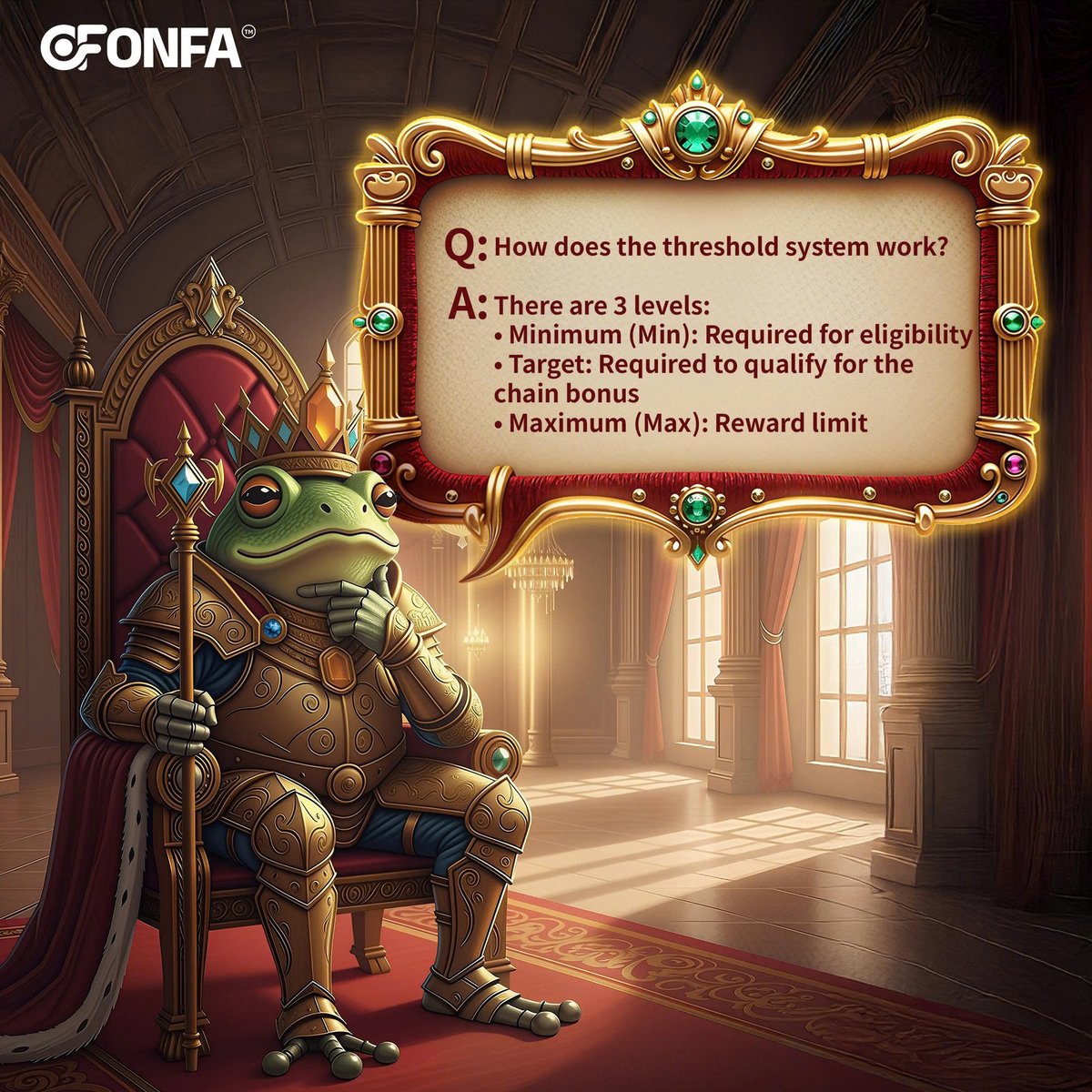 onfaofficial's tweet photo. 🐸 NFT FROGVERSE – FREQUENTLY ASKED QUESTIONS
Just joined NFT Frogverse and still have some questions? ONFA has compiled a list of the most common questions every player should know in the guide below.
👉 Check out more official information at: https://t.co/AupMbGrBP8
#ONFA #Frogverse #GameFi #ONFAFintech #Innovation #Challenge #NFT
