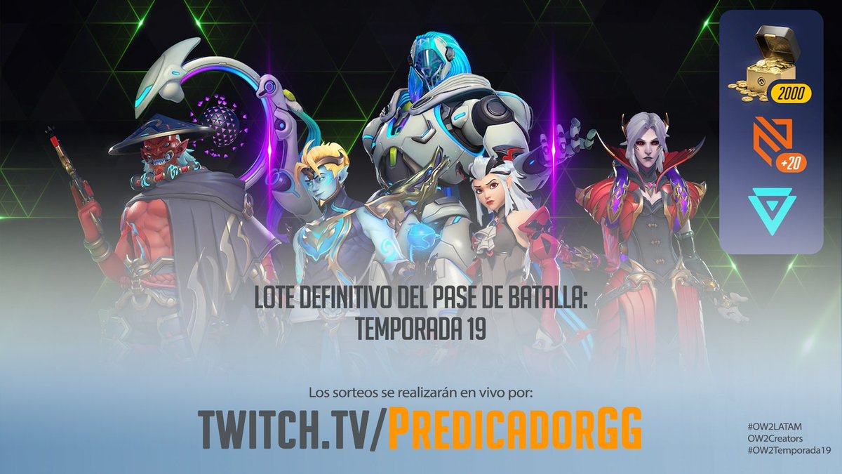 ¡SORTEAZO DE FIN DE SEMANA!
Hoy, gracias a los muchachos de <a href="/Blizzard_Ent/">Blizzard Entertainment</a> y <a href="/OverwatchLATAM/">Overwatch</a> hay un jugoso Pase de Batalla Definitivo de la temporada 19 de #Overwatch2.

🔴 EN VIVO: Twitch.TV/PredicadorGG

¡Nos vemos en el stream y mucha suerte a todos!
#OW2LATAM #OW2Temporada19