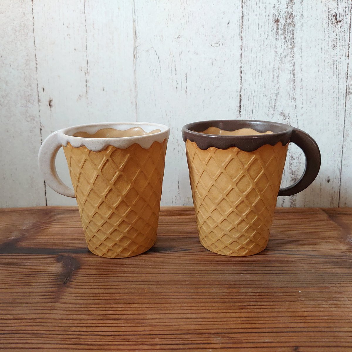 tama10tama10's tweet image. ワッフルコーンカップの新デザイン。
(持ち手有りタイプ)
#陶器
#tama10