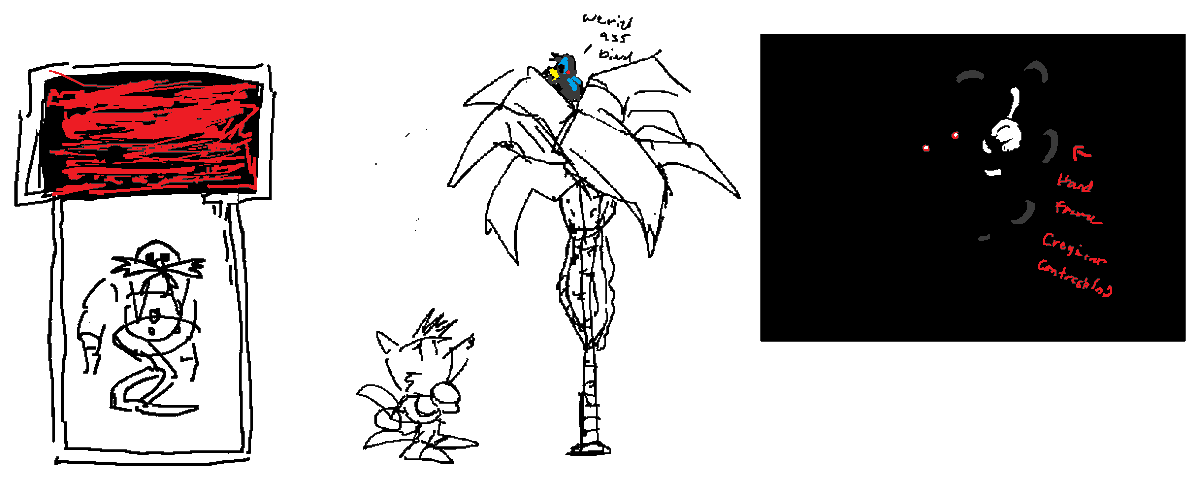 GEAR0SHIFT's tweet image. &apos;there is something off about my copy of &apos;sonic.exe&apos;... [very rough sonic ii gaiden prequel concepts]