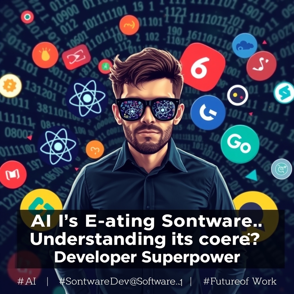 itz_sayan_03's tweet image. AI's eating software, not just jobs. Understanding its core is now a developer's superpower, regardless of your stack (React, Go, etc.). Embrace the change, level up! #AI #SoftwareDev #FutureofWork