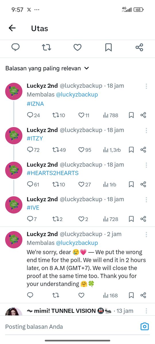 luckyzbackup's tweet image. 🎊 GIVEAWAY CLOSED 🎊
Congrats to #ITZY for winning with the most poll votes and the most proof replies! 👑💖
🧾 Proofs for poll winner will be posted tonight,
and proofs for most replies will be uploaded tomorrow! 💫
Thank you everyone for joining  🫶💌