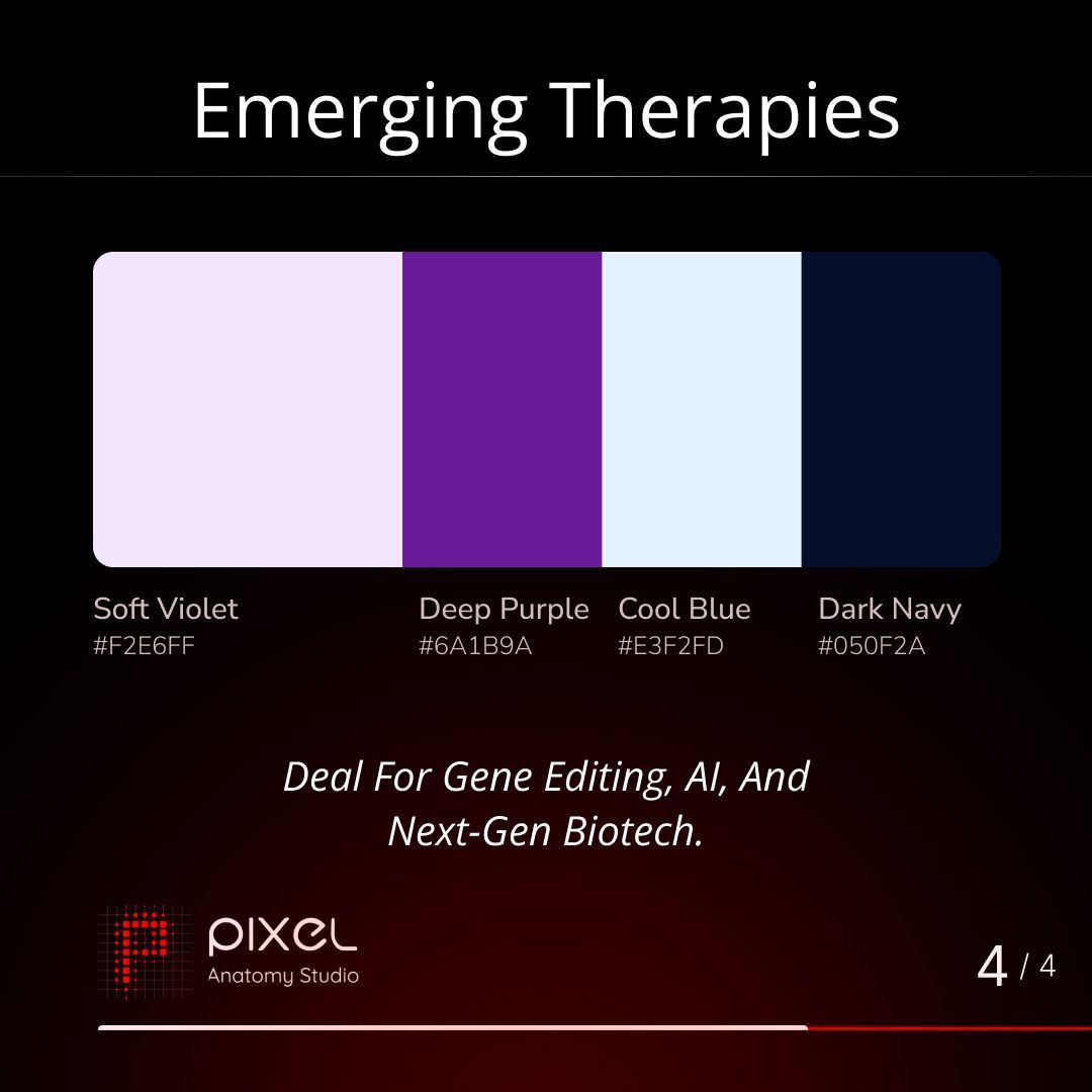 pixelsanatomy's tweet image. Colors speak before words do.
🔵 Trust
 🟢 Health
 🟣 Innovation

The right palette can make your biotech brand feel credible, modern, or bold.
 Here are 3 palettes that actually work 👉

#BiotechDesign #Branding