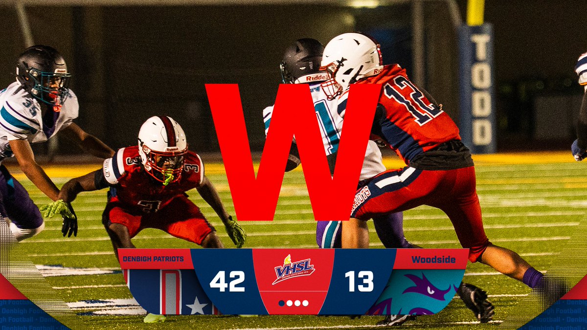 👏 WAY TO GO, PATRIOTS! 👏 An impressive 42-13 victory over Woodside Wolverines has our spirits high! Keep it up! 🙌 #GoPatriots #DenbighAthletics