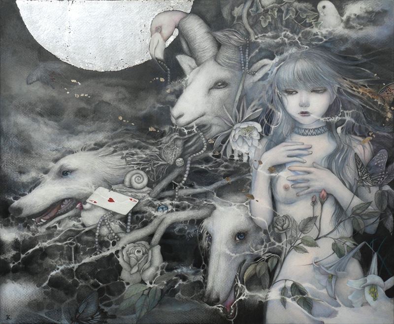 小川香織個展 「innocence」開催中です。
本日、13時ごろから作家在廊します。
2025年10月11日（土）～10月26日（日）
月曜・火曜休　12:00~19:00
bit.ly/3L3AVEq

「幻花」2025 パネルに紙、色鉛筆、鉛筆、アクリル絵の具 65.2x53.0cm (F15)
「黎明」2023