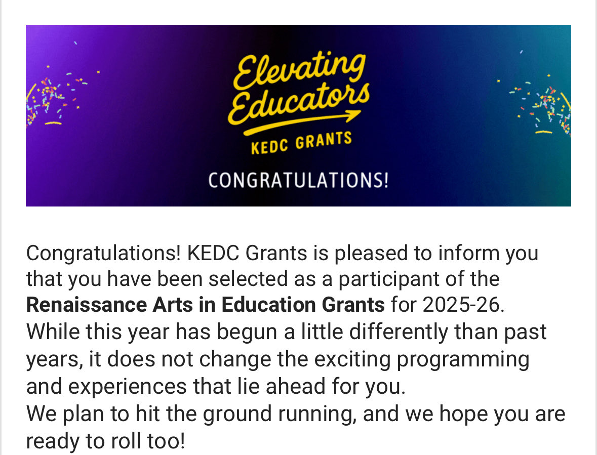 It was a good day! Our Halloween dance was a success and I learned that I get to be part of the <a href="/KEDCGrants/">KEDC Grants</a> <a href="/KedcARTS/">RENAISSANCE Grant</a> family for another year!