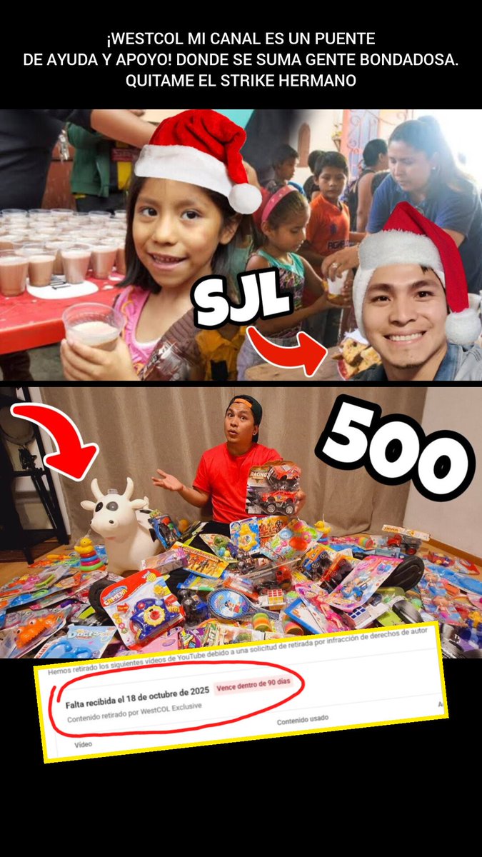 soykbrayo's tweet photo. @TeamYouTube @Los40 Gracias @YouTube ya me comuniqué con YT y me explicaron. Es @WestCOL quien lo debería de quitar, miran mis mensajes y no responden, ya les explique las razones y les pedi disculpas. Mi canal es un puente de gente bondadosa de AYUDA Y APOYO. Con el STRIKE no podremos hacer nada. https://t.co/6swtQBHbiP