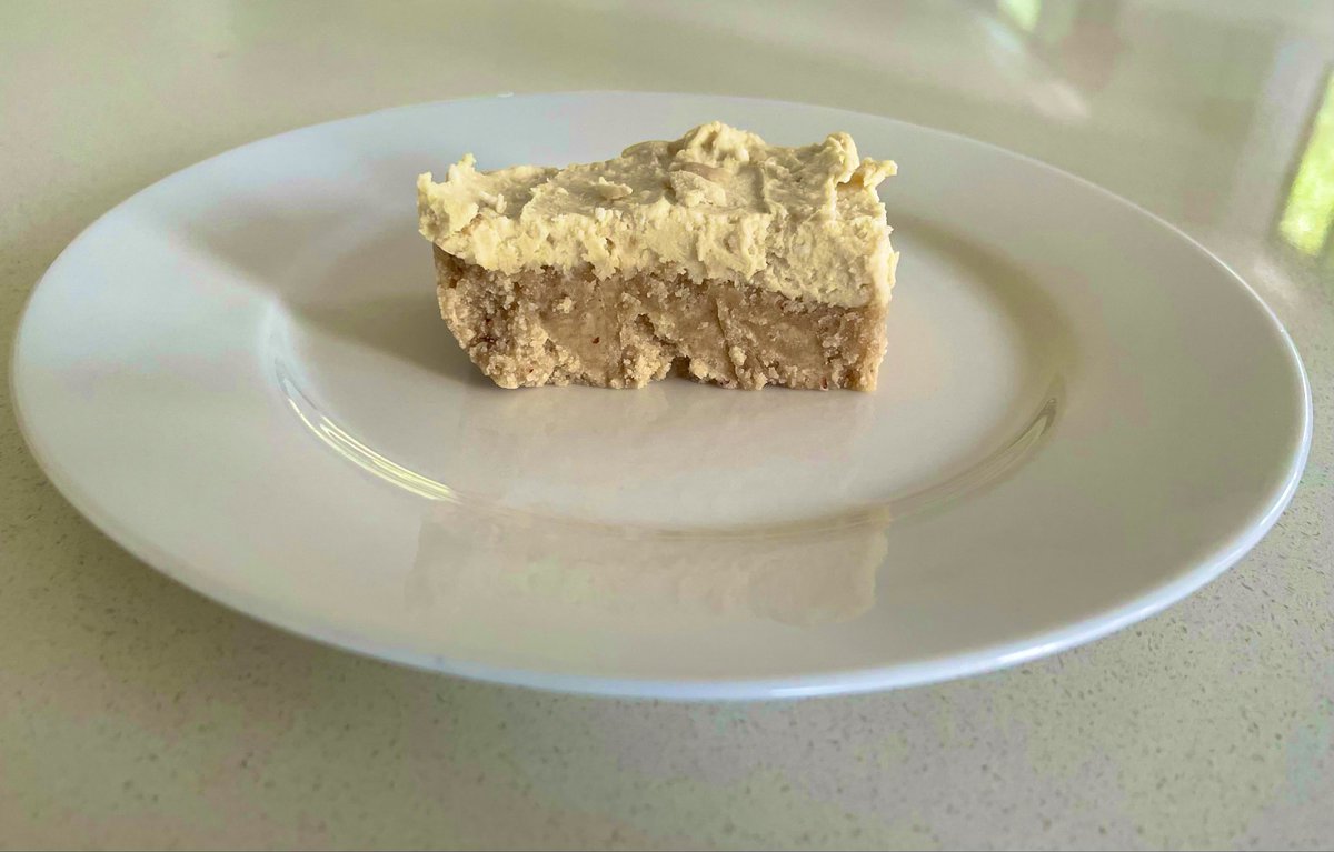 For 2nd treat of the week tried Kim’s protein kitchen 🍋 bars. Healthy, not very sweet &amp; 🤤 colour is not quite like in recipe but that is because of the protein powder I used. 🤵‍♂️says good with ☕️ treat