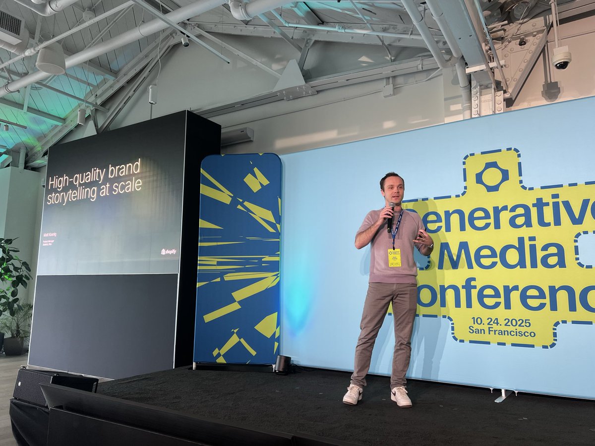 Great insights on how generative media is taking shape in ecomm from <a href="/mattdkoenig/">Matt Koenig</a> at <a href="/fal/">fal</a>’s Gen Media Conference⚡️ 

1️⃣ Product fidelity is _everything_. Every detail counts
2️⃣ Workflows > one-shot generation
3️⃣ Use cases: background removal, focal-point detection &amp; catalog mgmt