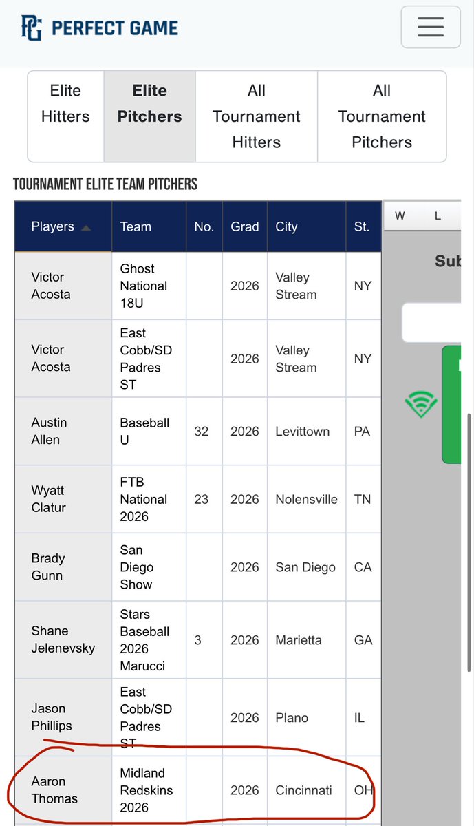 Massive shoutout to <a href="/AaronThomas2026/">Aaron Thomas</a> for making the Elite Team Pitchers in Jupiter 😤

This kid has truly came a long way…so proud! 

perfectgame.org/Events/tournam…