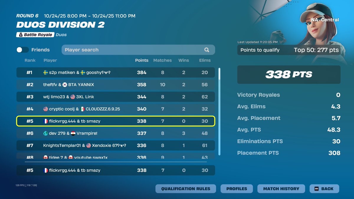 Top #5 Qual Div 1 w/<a href="/Fl1ckgoat/">QTE flick</a> DOBLE MANDO🎮