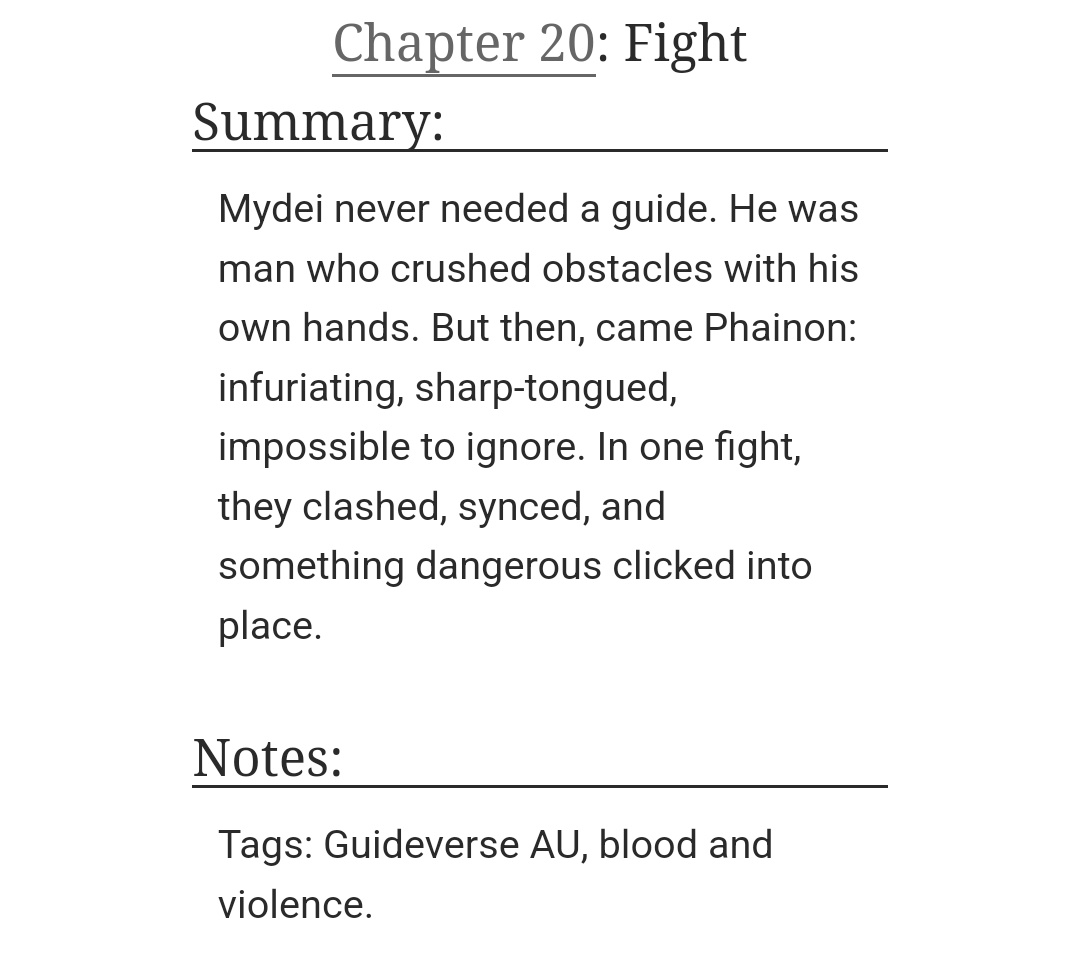#phaidei #PhaiDeitober2025 

Day 20: Fight.
tags: Guideverse AU.
tw: Blood and Violence.

archiveofourown.org/works/71581171…