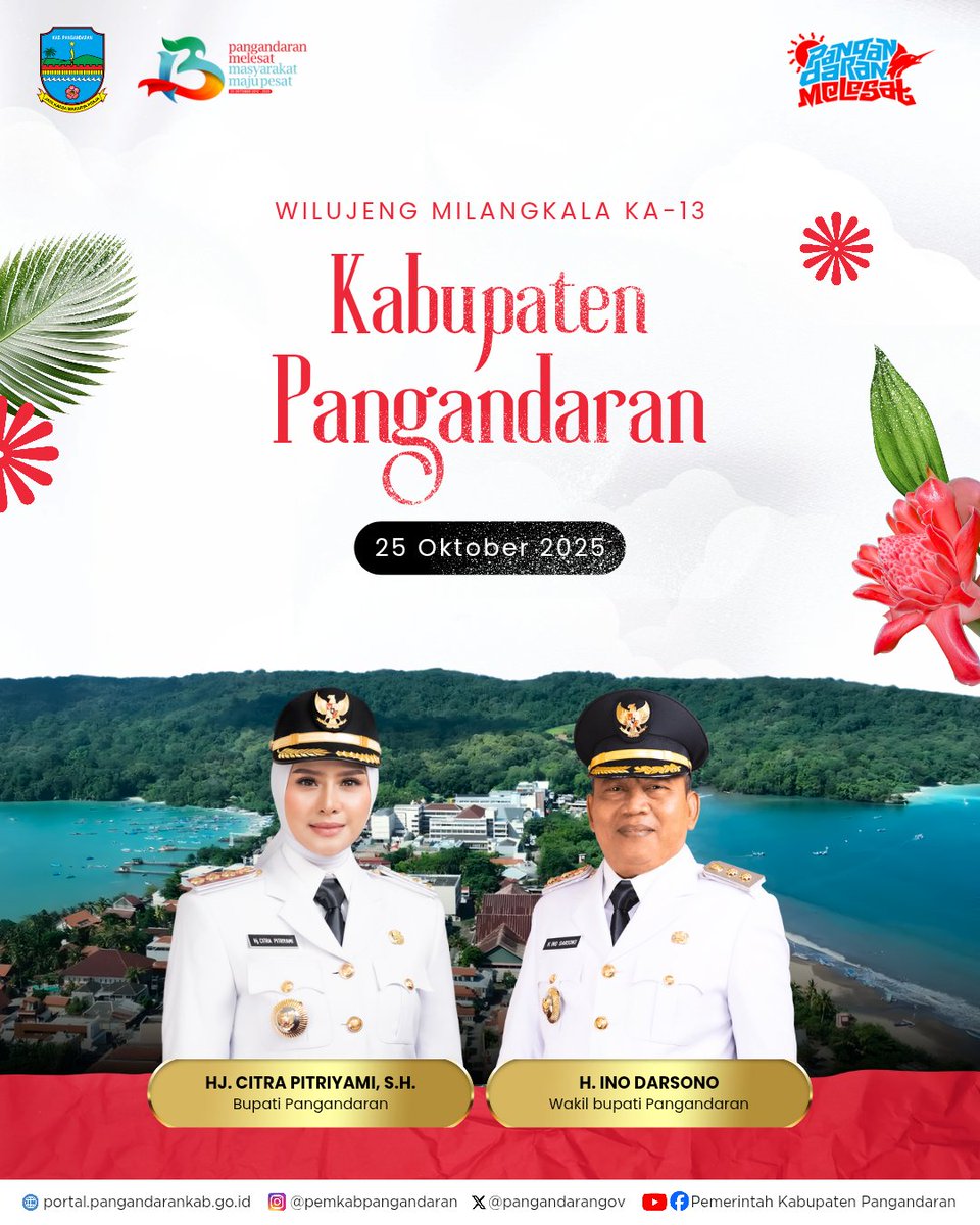 pangandarangov's tweet image. Selamat Hari Jadi ke-13 Kabupaten Pangandaran. 

&quot;Pangandaran Melesat, Masyarakat Maju Pesat&quot;

#pangandaran #pangandaranmelesat #harijadipangandaran