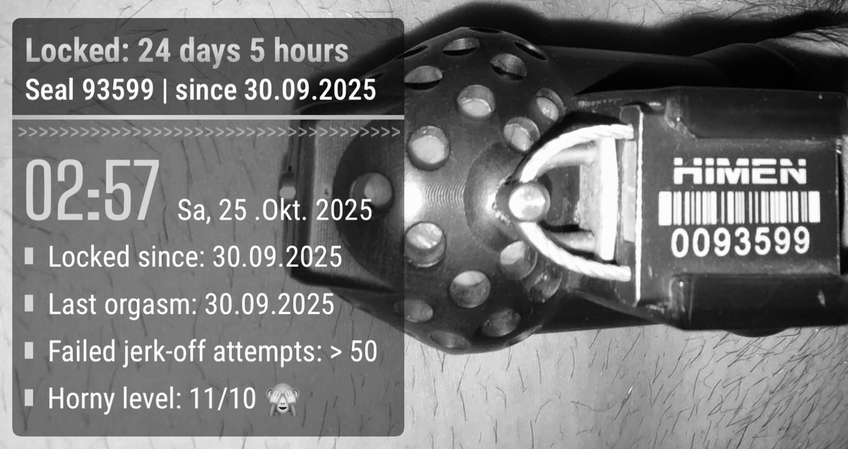 GentleChastity's tweet photo. Day 25 - and still locked and sealed…

Wer möchte leiden, dass es vielleicht noch ein paar Rage länger so bleibt?

#chastity #münchen #locktober #locktober2025 #kinky #flr #single https://t.co/qM28v8VHPp