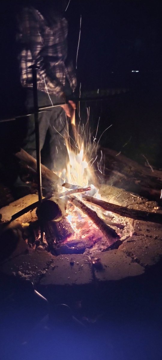 Could it be that the solution to male loneliness is eating fire-grilled NY strip steaks, cajun rice, &amp; drinking Johnny Walker Black around the campfire? I think so.,

We also have a talk-around frequency on our HTs.

Life is good.