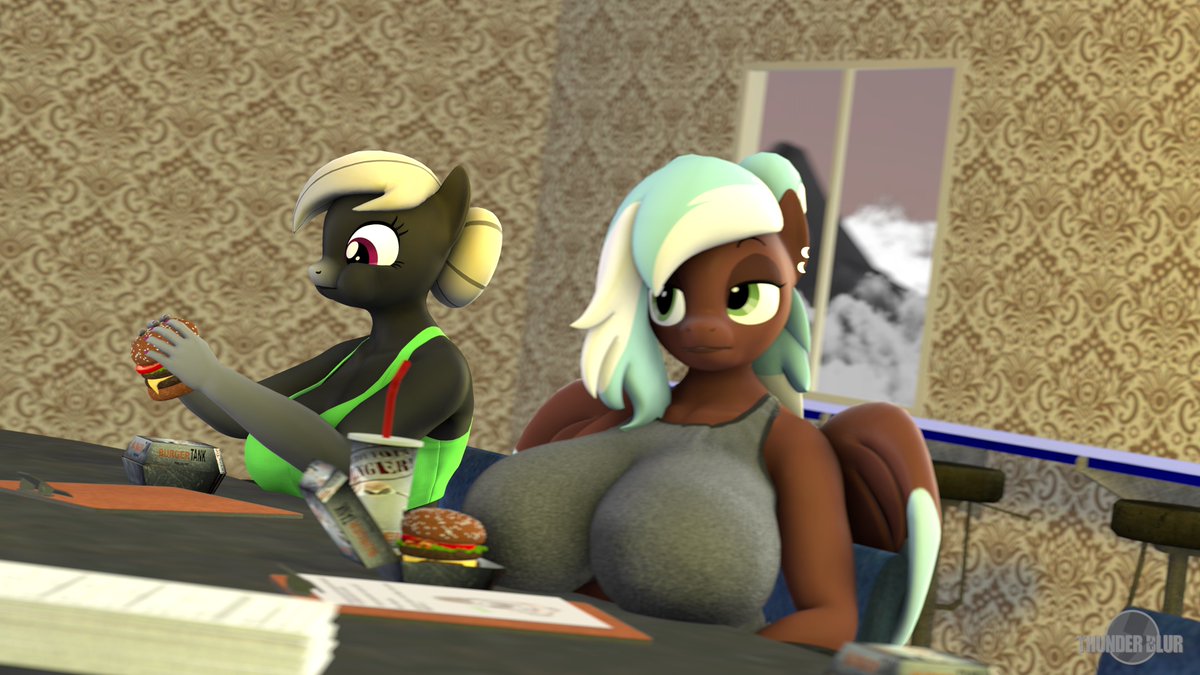 Riley and Chacca are discussing a little business over lunch. Wonder what they'll do