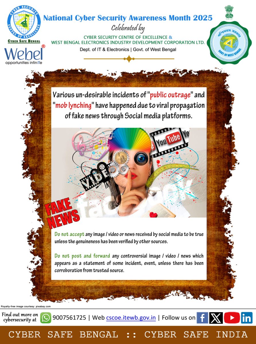 cscoe_wb's tweet image. Every year October is celebrated as National Cyber Security Awareness Month to emphasize the importance of staying safe online. Share our daily posters with your friends to spread cyber security awareness for Day 25
#CSCOE #CyberAwareness #cybersecurity #NCSAM