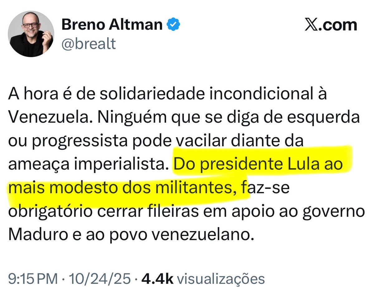 Ouviram, camaradas? Ele está falando com você, <a href="/AndreiaSadi/">Andréia Sadi</a>, <a href="/ValdoCruz/">Valdo Cruz</a>, <a href="/sandraacoutinho/">sandra coutinho</a>, <a href="/MarceloLins68/">Marcelo Lins</a>, <a href="/miriamleitao/">Míriam Leitão</a>, <a href="/felipeneto/">Felipe Neto 🦉</a> e até <a href="/caetanoveloso/">Caetano Veloso</a>…