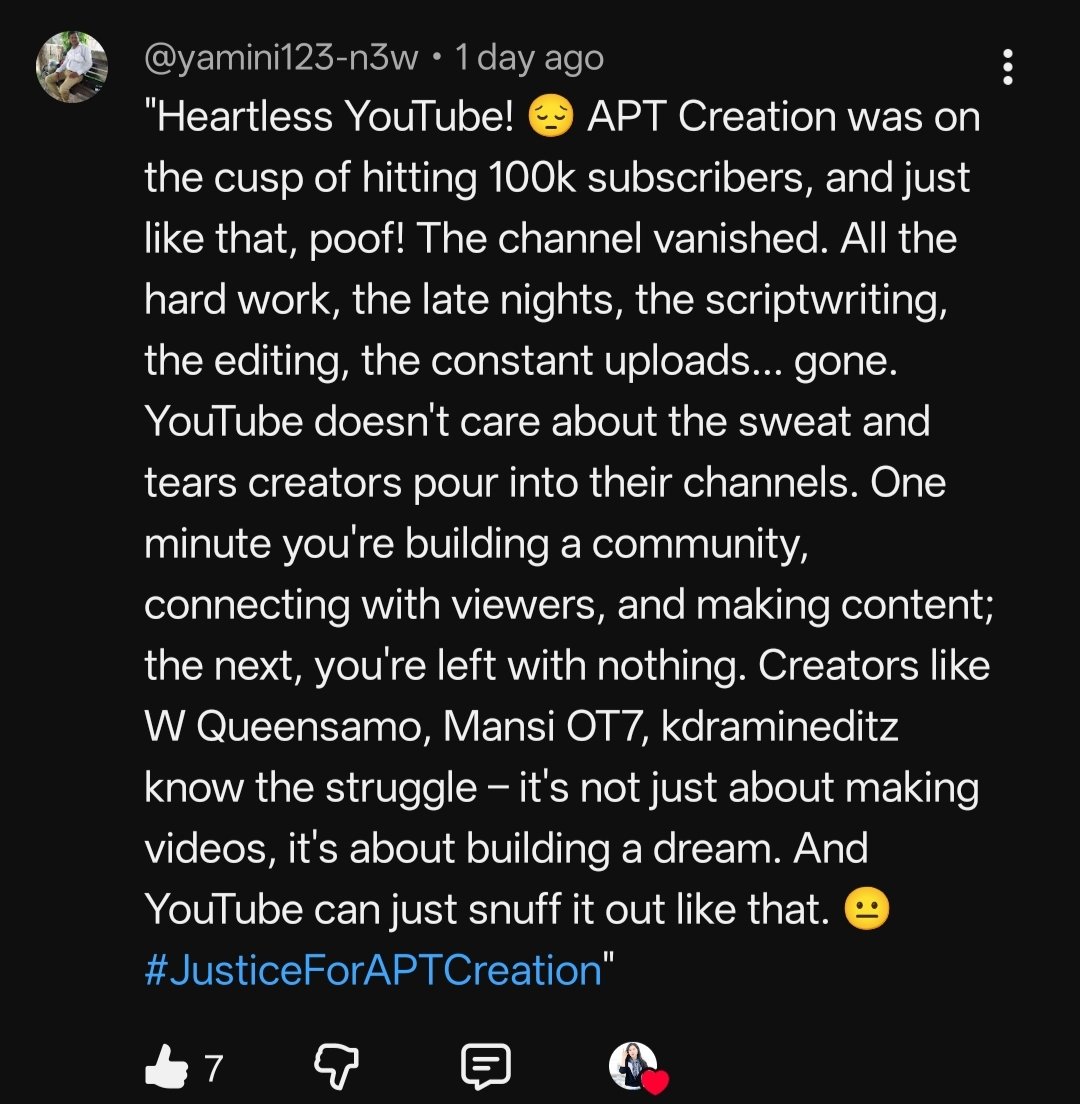 AptCreatio52713's tweet photo. @TeamYouTube My channel, APT_Creation, was deleted for a Circumvention Policy violation. I sincerely request you reinstate this specific account. Please grant me a final chance to demonstrate my commitment to following all policies. 
Chanel link - https://t.co/wzUU00Le1P https://t.co/XeqzJcbJ82
