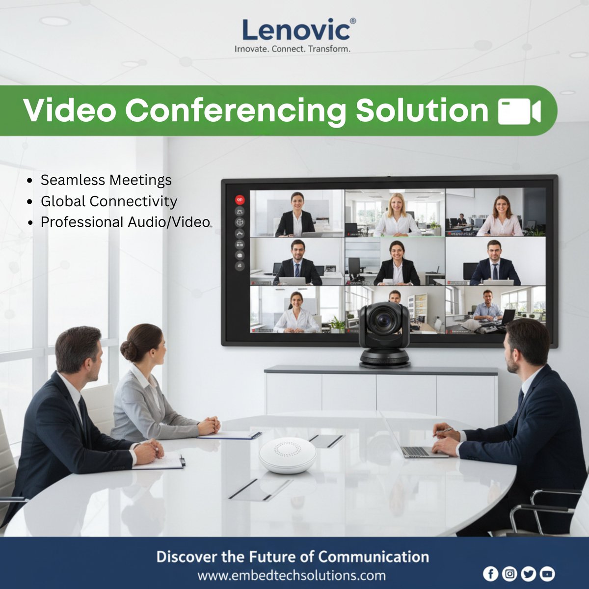 Embedtech_sol's tweet image. Elevate your virtual meetings! 🌐 Lenovic Video Conferencing solutions for seamless collaboration. #Lenovic #VideoConference #HybridWork #RemoteWork #BizTech
Get connected: embedtechsolutions.com