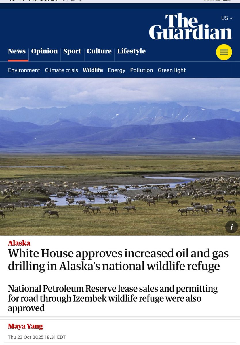 IGiveAHop's tweet photo. We are to blame here also.
We have been unwilling to use less oil/gas.
Now 1000's of animals, species, and the land will be bulldozed to feed our oil addiction.
#ClimateAction #Ecocide
#BoycottEveryDay #StrikeToFight #GeneralStrike
#EconomicBlackout #BoycottBigBusiness #BoycottTrumpSupporters #DitchBigTech #DitchMonopolyMedia #BoycottAmazon #BoycottWalmart #BoycottHomeDepot