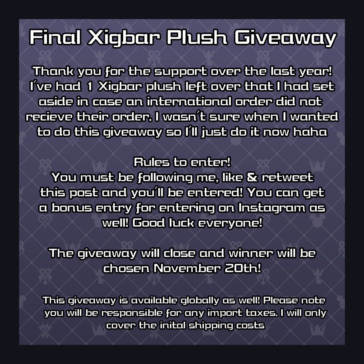_eksart's tweet image. Hello! I&apos;ve been asked several times about the extra Xigbar plush and I decided to finally do dis!
Read all da rules and best of luck to everyone!

As a special bonus, all my kh things on etshy are on sale through this upcoming week!
#kingdomhearts