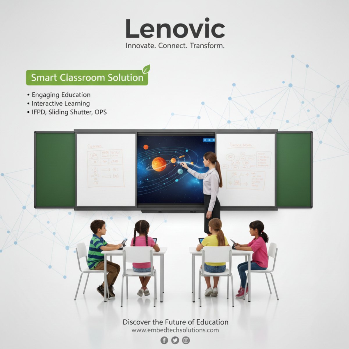 Embedtech_sol's tweet image. Revolutionize education! 🚀 Lenovic Smart Classroom Solution combines IFPDs, sliding boards &amp;amp; OPS for engaging learning. 
#Lenovic #EdTech #SmartClassroom #InteractiveLearning #Education 

Explore solutions: embedtechsolutions.com