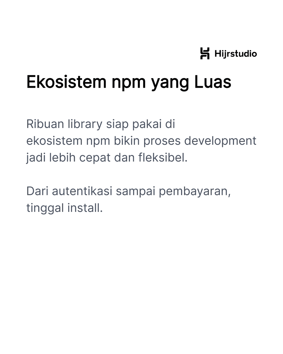 hijrstudio's tweet image. Lagi cari teknologi backend yang cepat, scalable, dan modern?
Kenapa banyak developer dan startup pakai Node.js? Jawabannya ada di kelebihannya seperti:
→ Asynchronous & non-blocking
→ Performa cepat (V8 engine)
→ Ekosistem npm super lengkap