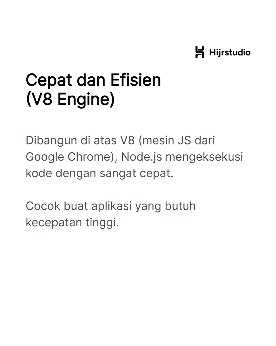 hijrstudio's tweet image. Lagi cari teknologi backend yang cepat, scalable, dan modern?
Kenapa banyak developer dan startup pakai Node.js? Jawabannya ada di kelebihannya seperti:
→ Asynchronous & non-blocking
→ Performa cepat (V8 engine)
→ Ekosistem npm super lengkap