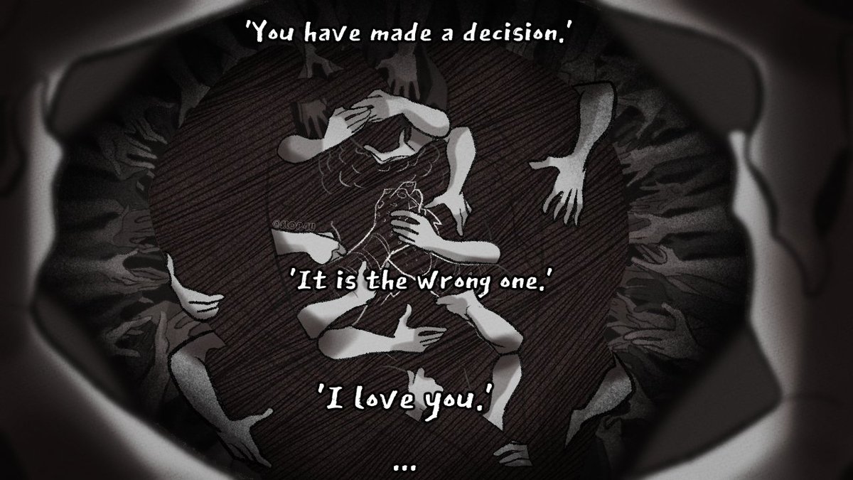 SLOP4U's tweet image. #SLAYTOBER #SLAYTOBER2025 #SlayThePrincess #STP

Day 25- OBLIVION
&quot;The many feelers pull your shape into something formless,&quot;

aka long quiet gets the Vessel treatment
ps ive drawn more hands i did making this in a day than i ever have in a month