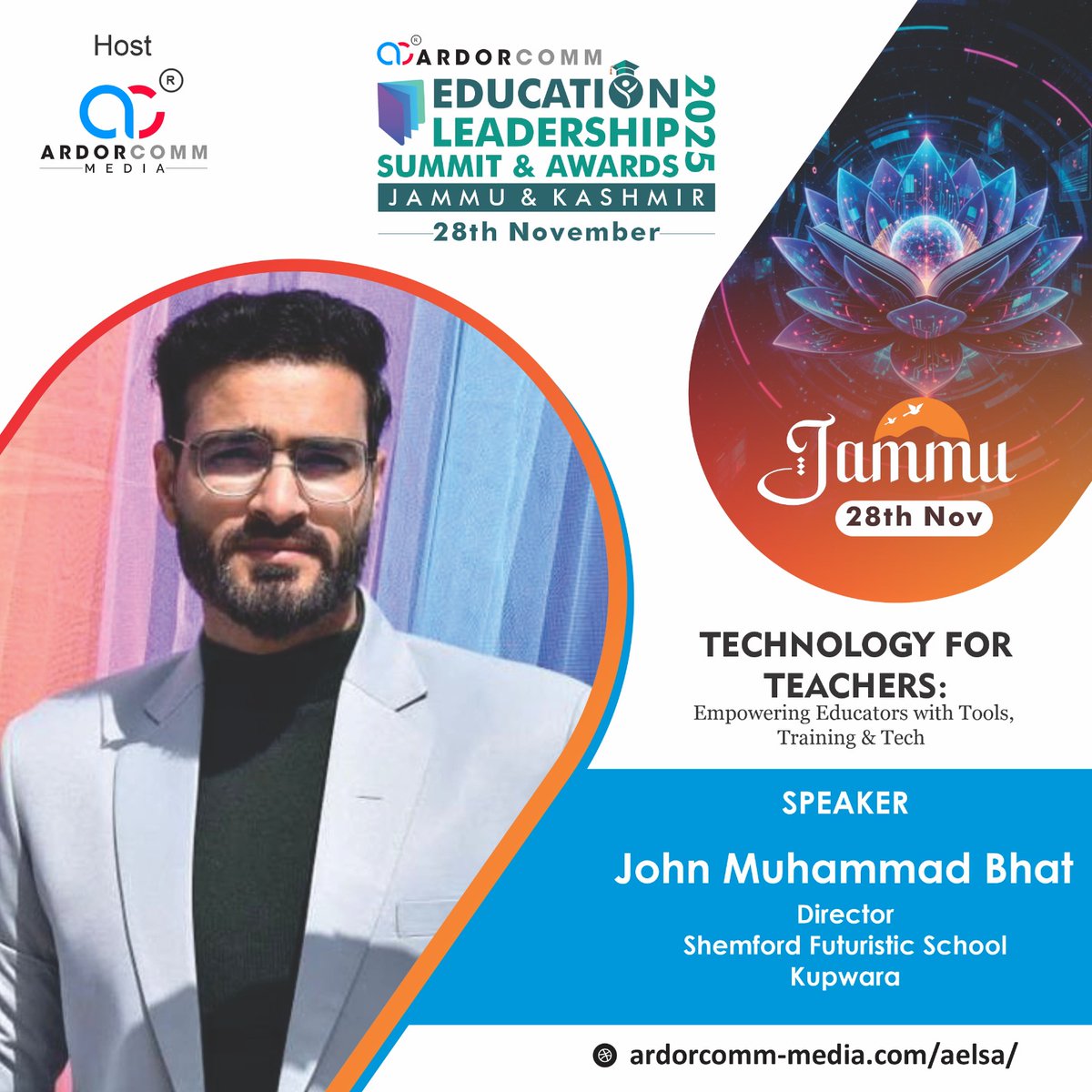 ardorcomm's tweet photo. We welcome John Muhammad Bhat, Director, Shemford Futuristic School Kupwara as one of the distinguished speaker at the Roundtable Session in AELSA Jammu.

Visit: https://t.co/BNPWwwt5Lw

#ArdorComm #AELSA2025 #AELSAJammu #EducationLeadership #EdTech #Skills #Learning https://t.co/uhlcPgou3c