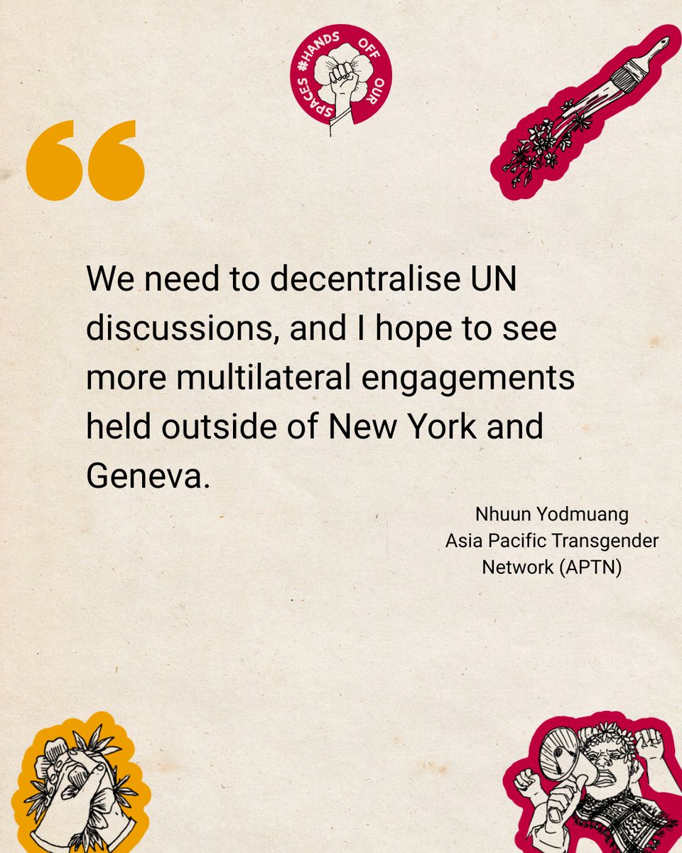 Oxfam's tweet image. LGBTQIA+ activists from Global South face barriers to inclusion &amp;amp; even erasure in multilateral spaces like #CSW. 

Nhuun Yodmuang from @WeAreAPTN shares a powerful journey through hope, resilience, &amp;amp; call for representation.

#HandsOffOurSpaces

Read: oxfam.org/en/blogs/csw-h…
